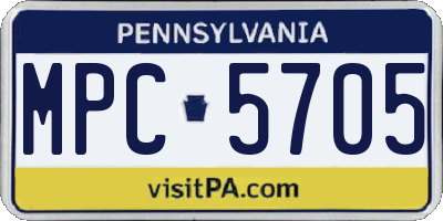 PA license plate MPC5705