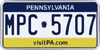 PA license plate MPC5707