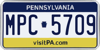 PA license plate MPC5709