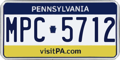 PA license plate MPC5712