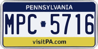 PA license plate MPC5716