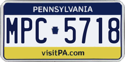 PA license plate MPC5718