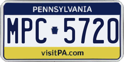 PA license plate MPC5720