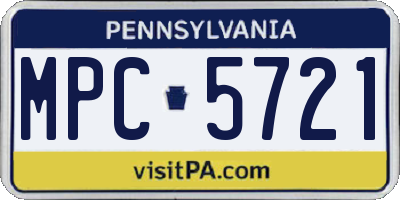 PA license plate MPC5721