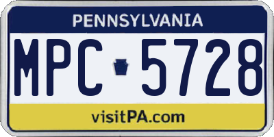 PA license plate MPC5728