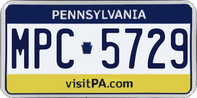 PA license plate MPC5729