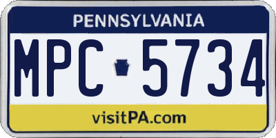 PA license plate MPC5734