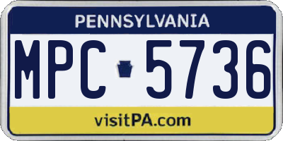PA license plate MPC5736
