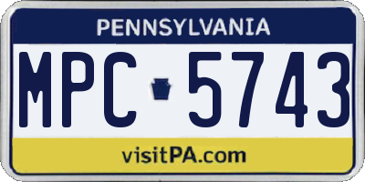 PA license plate MPC5743