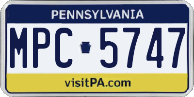 PA license plate MPC5747