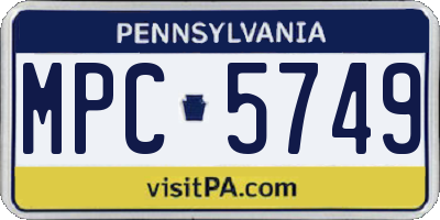 PA license plate MPC5749