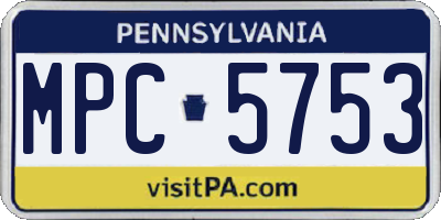 PA license plate MPC5753