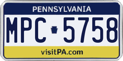PA license plate MPC5758