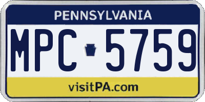 PA license plate MPC5759