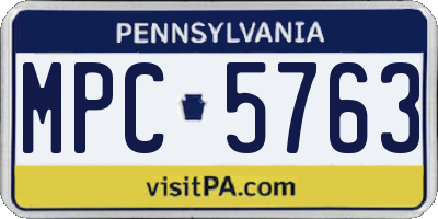 PA license plate MPC5763