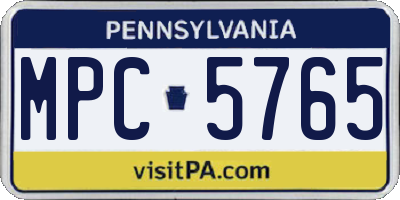 PA license plate MPC5765