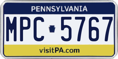 PA license plate MPC5767