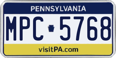 PA license plate MPC5768