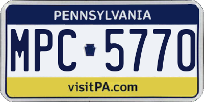 PA license plate MPC5770