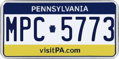 PA license plate MPC5773