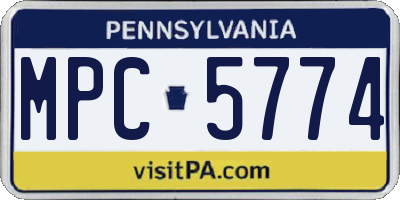 PA license plate MPC5774