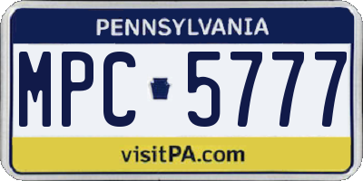 PA license plate MPC5777