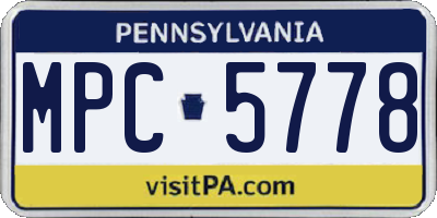 PA license plate MPC5778