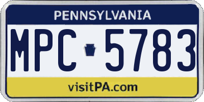 PA license plate MPC5783