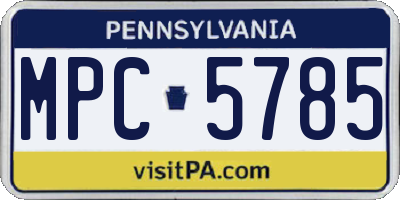 PA license plate MPC5785