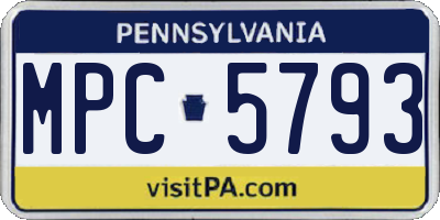 PA license plate MPC5793