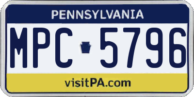 PA license plate MPC5796