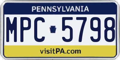 PA license plate MPC5798