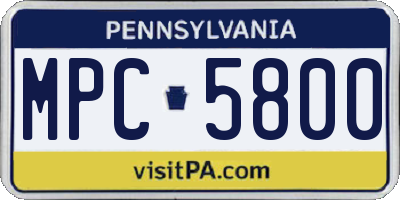 PA license plate MPC5800