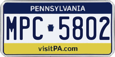 PA license plate MPC5802