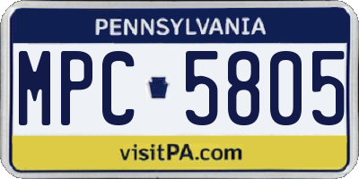 PA license plate MPC5805
