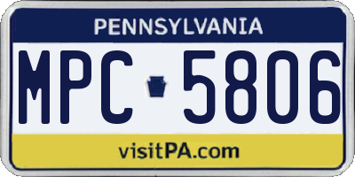 PA license plate MPC5806