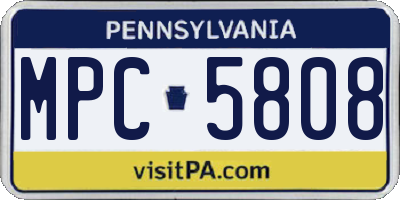 PA license plate MPC5808