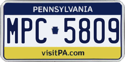 PA license plate MPC5809