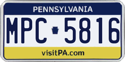 PA license plate MPC5816