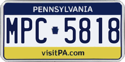PA license plate MPC5818