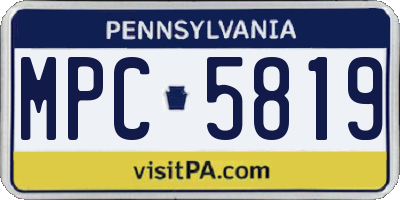 PA license plate MPC5819