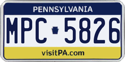 PA license plate MPC5826