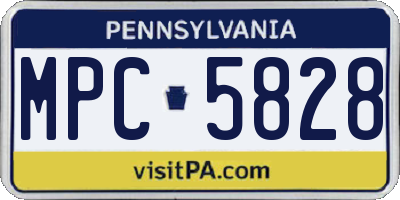 PA license plate MPC5828