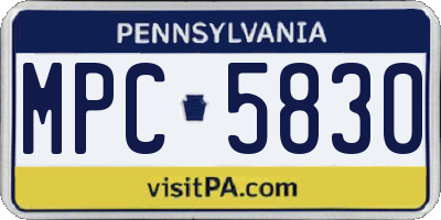 PA license plate MPC5830