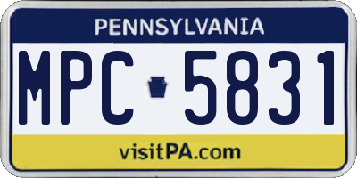PA license plate MPC5831