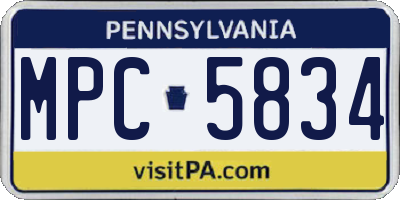 PA license plate MPC5834