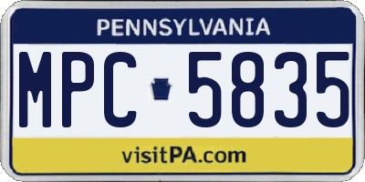 PA license plate MPC5835