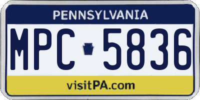 PA license plate MPC5836