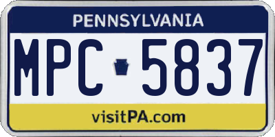 PA license plate MPC5837