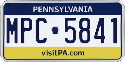 PA license plate MPC5841